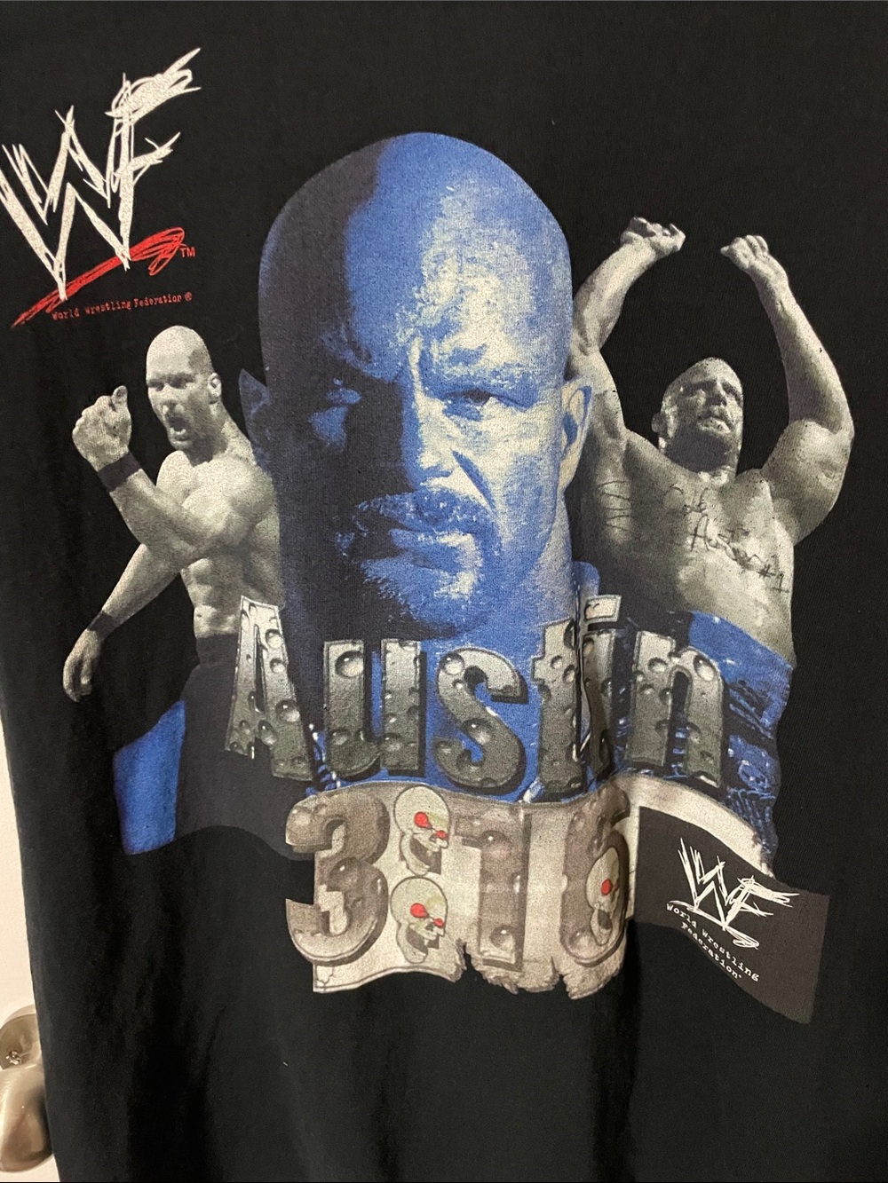 Vintage 90’s WWE Black Blue Stone Cold Austin 3:16 Graphic Tee Size Large